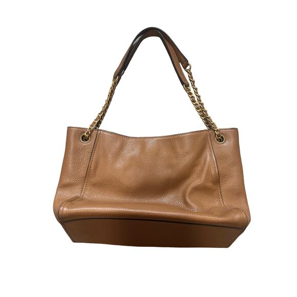 Tory Burch Britten Small Slouchy Tote in Pebbled Leather with Gold Chain Straps - Picture 7 of 7